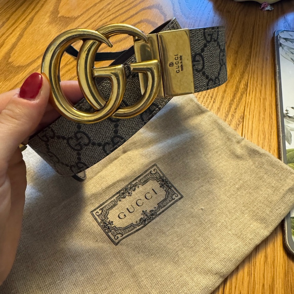 GUCCI MARMONT GG BROWN REVERSIBLE BELT SIZE 70